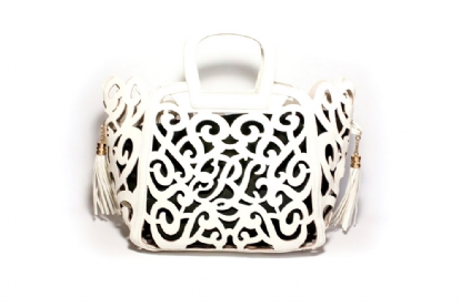 White cut-out tote bag