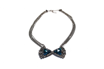 Marcasite & blue bow necklace