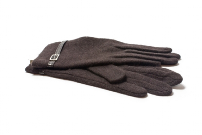 Brown Knit Gloves with Buckle