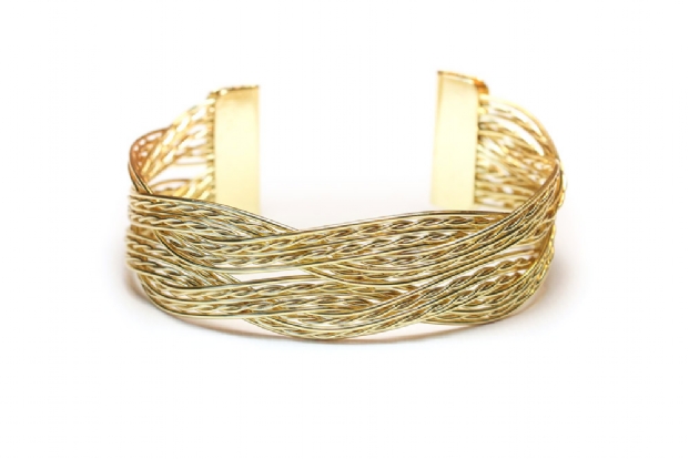 Delicate gold woven wire bangle.
