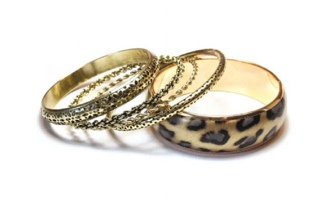 Gold and animal print Asian styled bangle set.