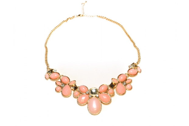 Jewel and diamanté necklace - pale pink.