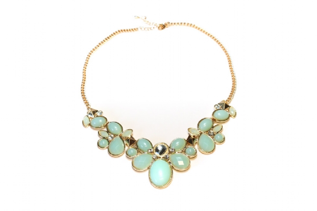 Jewel and diamanté necklace - turquoise.