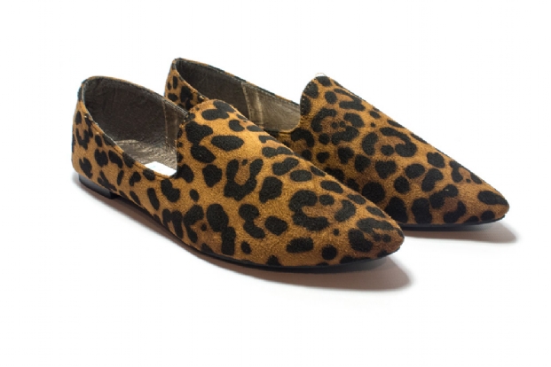 Leopard Print Faux Suede Slipper Style Flats
