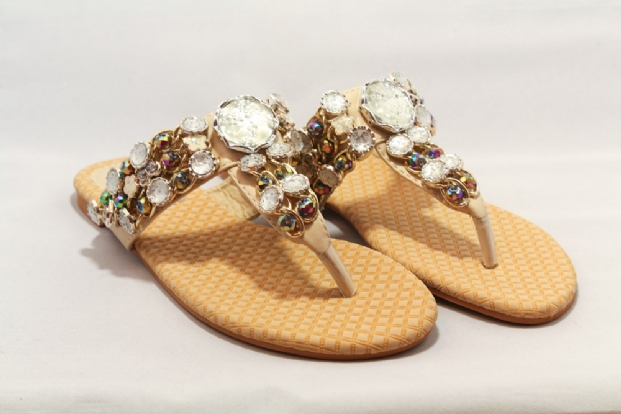 Beaded Sandal (SANDAL J), Cream Sandals - élanise