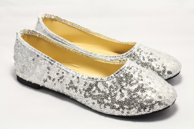 Silver sequinned slipper style flats.